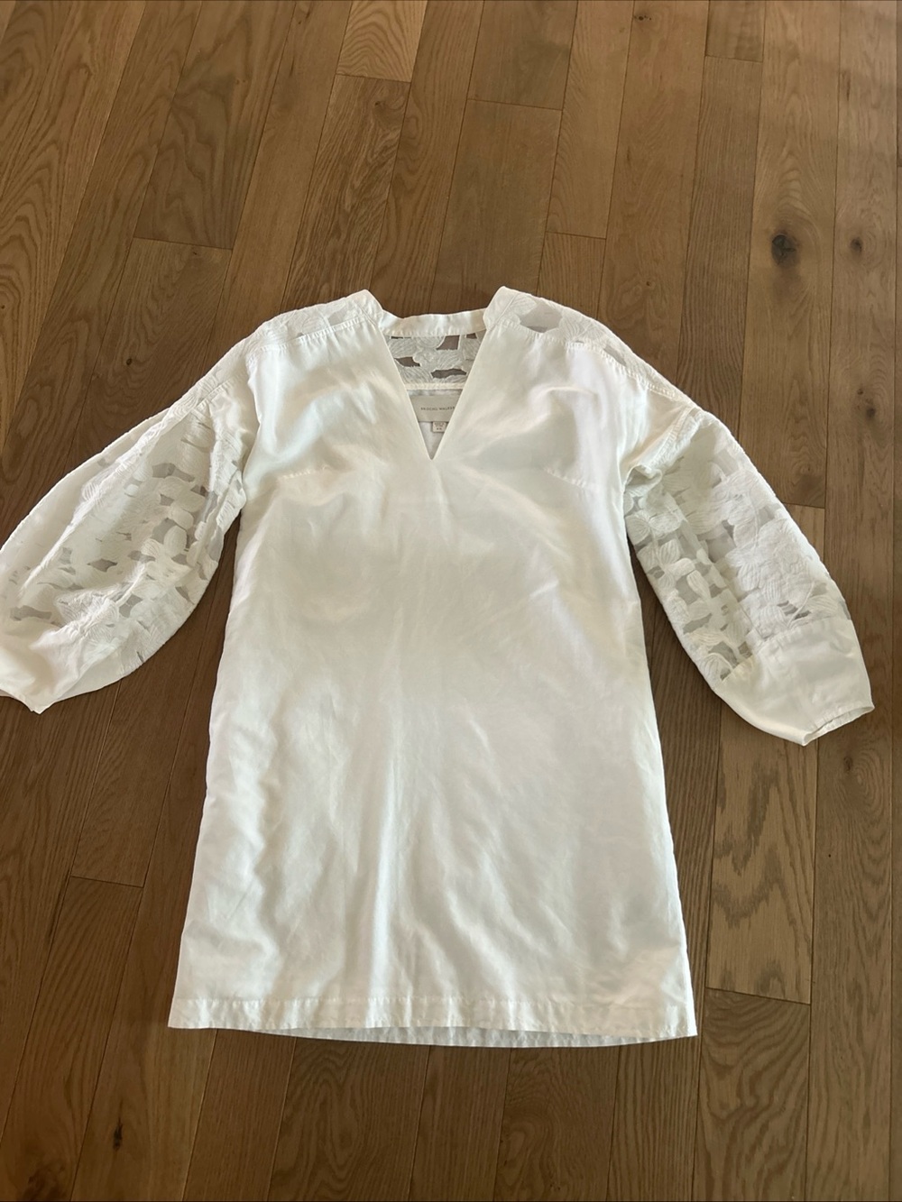 BROCHU WALKER XS Ward Tunic Dress Cotton Silk Embr Balloon Slv Pockets - Picture 10 of 10